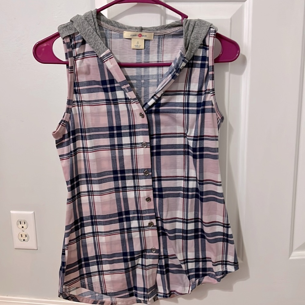 Women’s Small Wishful Park Plaid Tank Top with Hood